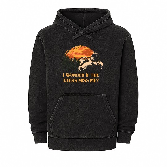 I Wonder If the Deers Miss Elk Hunting Antler Hunt Mineral Wash Hoodies