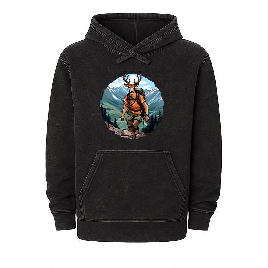 Deer hiking / mountaineering deer Mineral Wash Hoodies