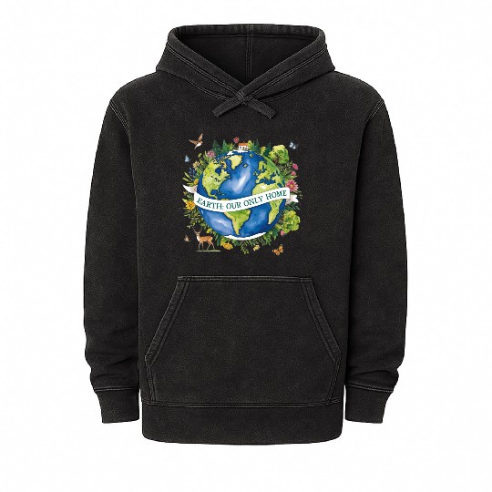 Earth: Our Only Home Mineral Wash Hoodies/SaveOurPlanet, EarthL