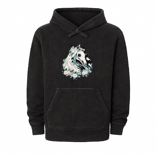 Kimo-Kawaii (Creepy-Cute) Mari Lwyd #2 Mineral Wash Hoodies