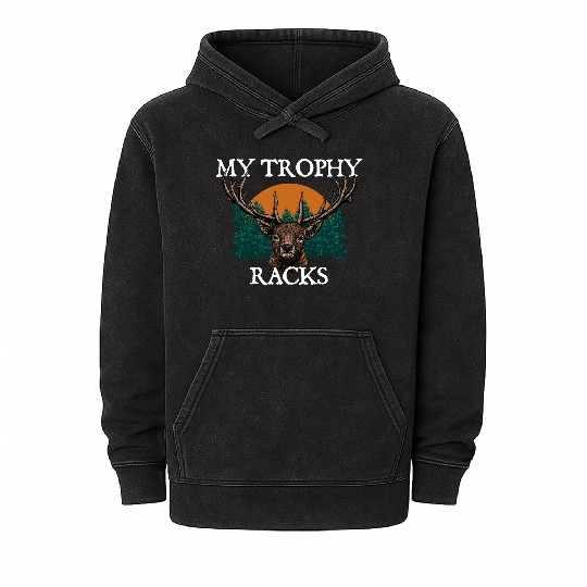 My Trophy Racks Hunting Deer Hunter Elk Bowhunting Mineral Wash Hoodies