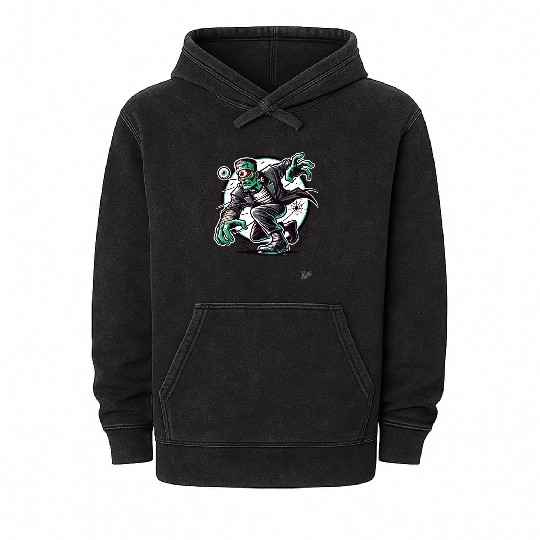 The Green One-Eyed Cyclops Monster Mineral Wash Hoodies