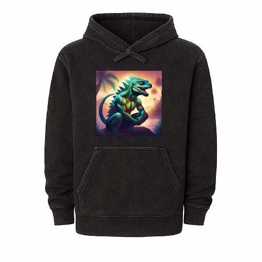 Mutant Lizard Man Mineral Wash Hoodies
