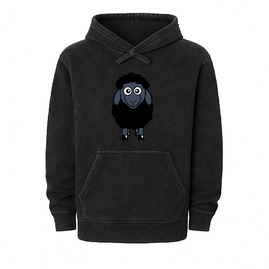Black Sheep Small Cute Funny Lamb Cool Comic Sweet Mineral Wash Hoodies