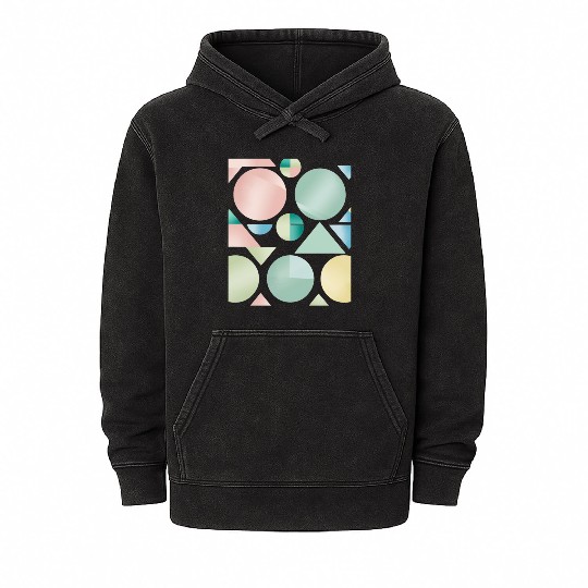 Pastel Geometric Abstract Design Mineral Wash Hoodies