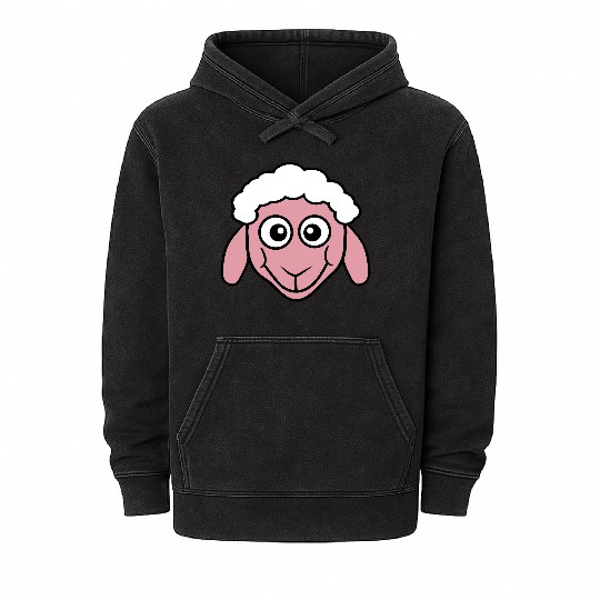Sheep Face Head Cute Small Baby Lamb Sweet Comic Mineral Wash Hoodies