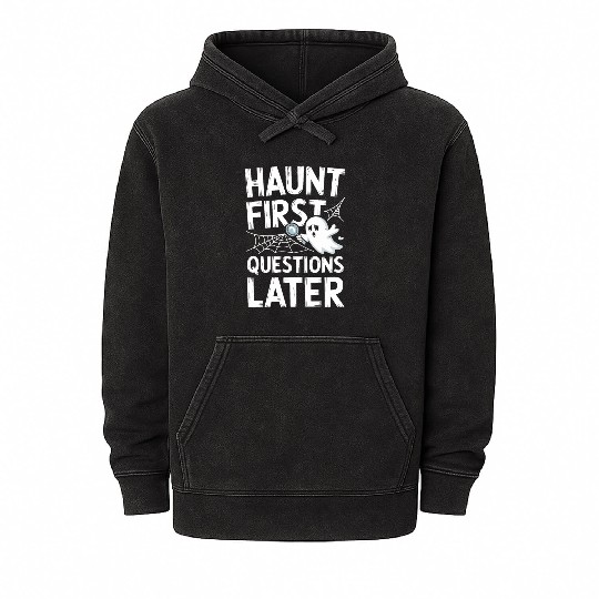 Paranormal Comedy Funny Ghost Humor Lighthearted Mineral Wash Hoodies
