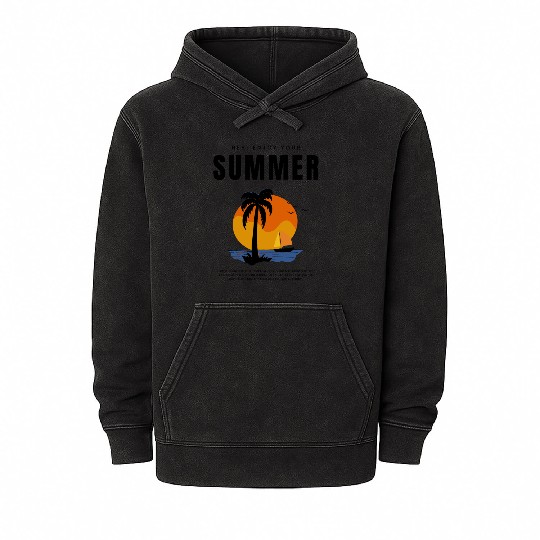 Golden Horizons: Summer Sunset Design Mineral Wash Hoodies