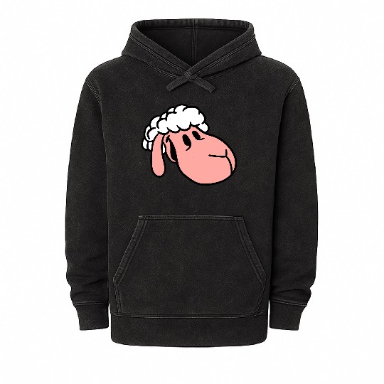 Sheep Face Head Cute Sweet Little Lamb Cool Comic Mineral Wash Hoodies