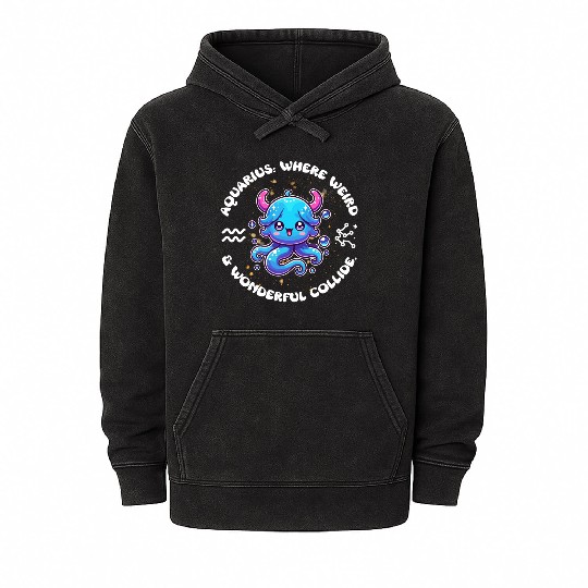 Aquarius: Where Weird and Wonderful Collide Zodiac Mineral Wash Hoodies