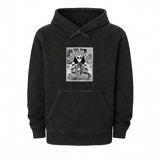 Butterfly Black and White Santa Muerte Mineral Wash Hoodies