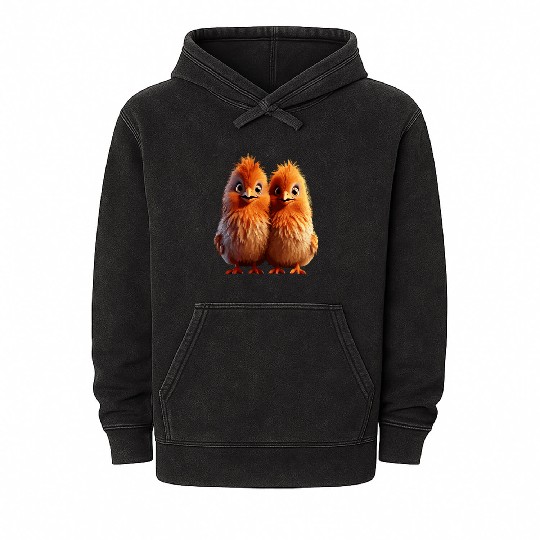 perfect match Adorable Chick Pair Cartoon Mineral Wash Hoodies
