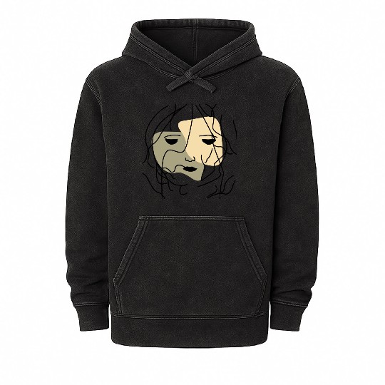 Minimalist Lonely Muted Face Mineral Wash Hoodies