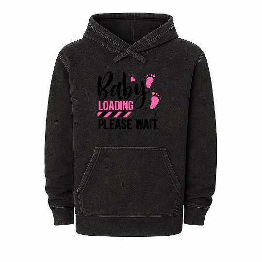 Baby loading babes women mother design newborn Mineral Wash Hoodies