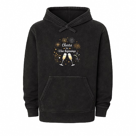 Cheers To New Beginings - Festive New Year's Eve Mineral Wash Hoodies