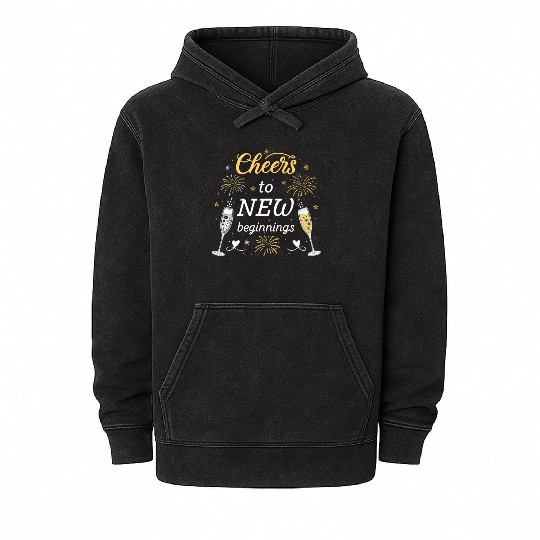 Cheers To New Beginings - Festive New Year's Eve Mineral Wash Hoodies