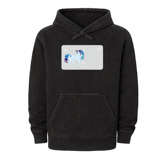 Fantasy unicorn - grey blue- design for kids Mineral Wash Hoodies