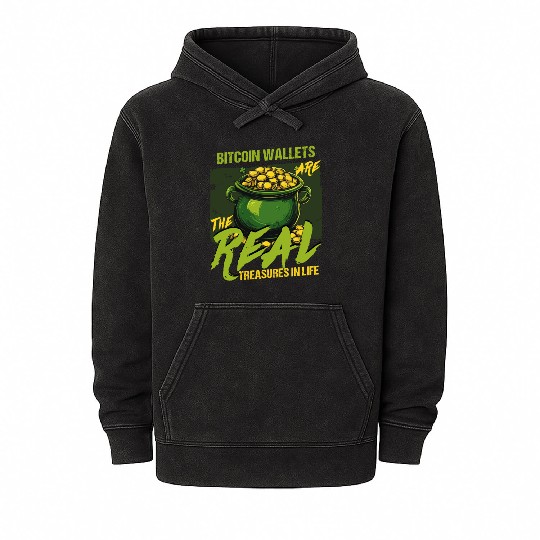St Patricks Day Bitcoin Wallets The Real Treasures Mineral Wash Hoodies