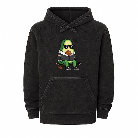 Skater Avocado Skateboard Streetwear Mineral Wash Hoodies