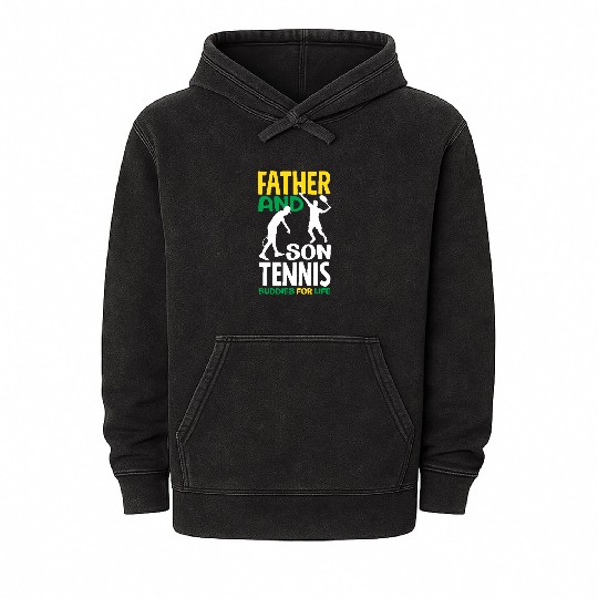 Father And Son Tennis Buddies For Life Mineral Wash Hoodies