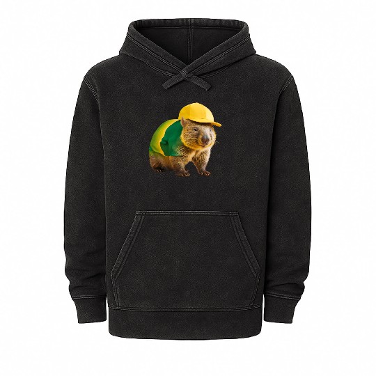 Green and Gold Wombat 2 Mineral Wash Hoodies