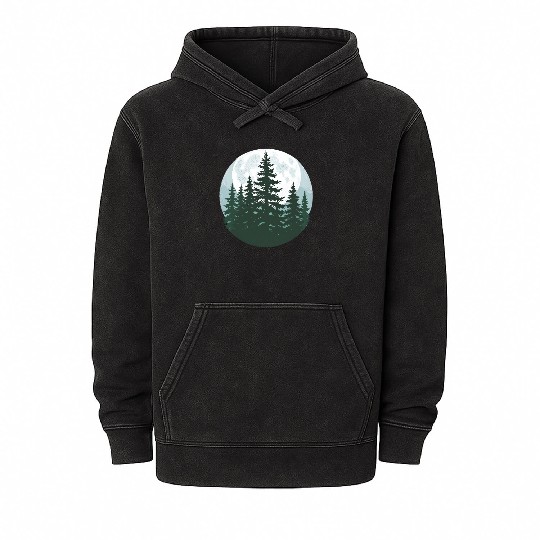 Trees Wildlife Nature Forest Silhouette Mineral Wash Hoodies