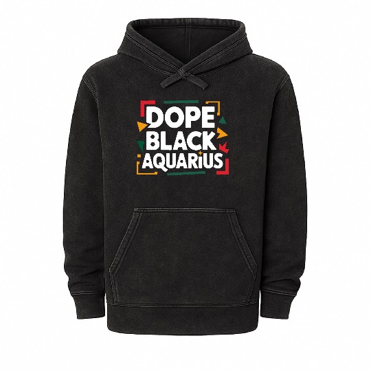 Dope Black Aquarius Mineral Wash Hoodies