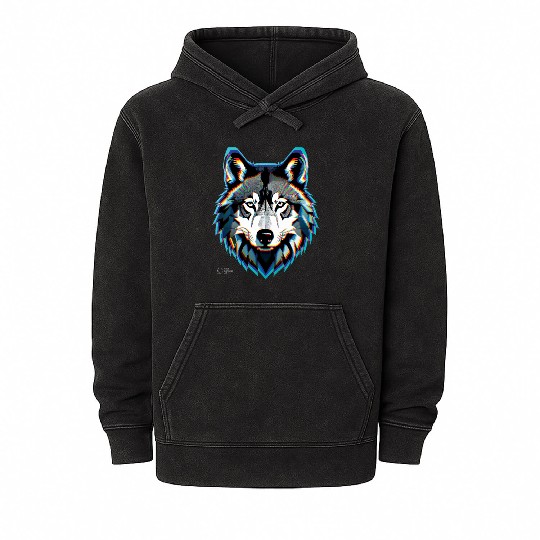 Wolf head 6 Mineral Wash Hoodies