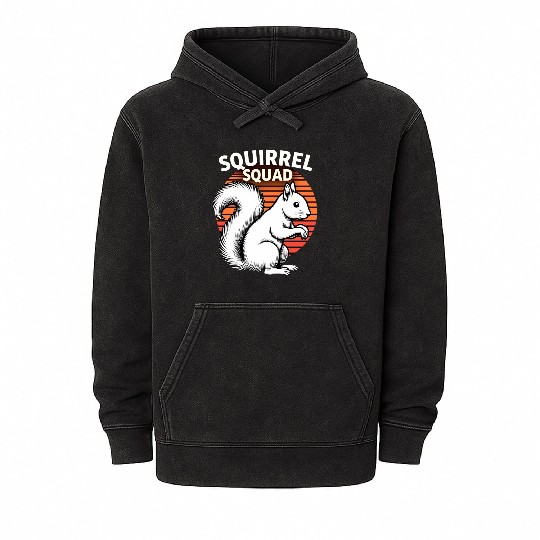 Squirrel Squad Funny Lover Mineral Wash Hoodies