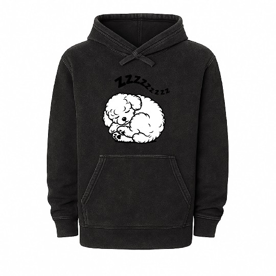 Sleepy Puppy Zzzz - Adorable Bichon Frise Mineral Wash Hoodies
