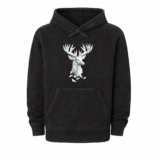 Geometric Deer Head - Nature and Elegance Mineral Wash Hoodies