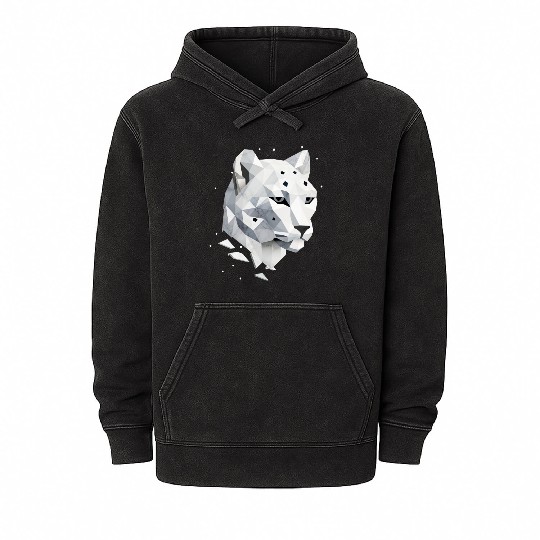 Geometric Snow Leopard - Elegance of the Wild Mineral Wash Hoodies