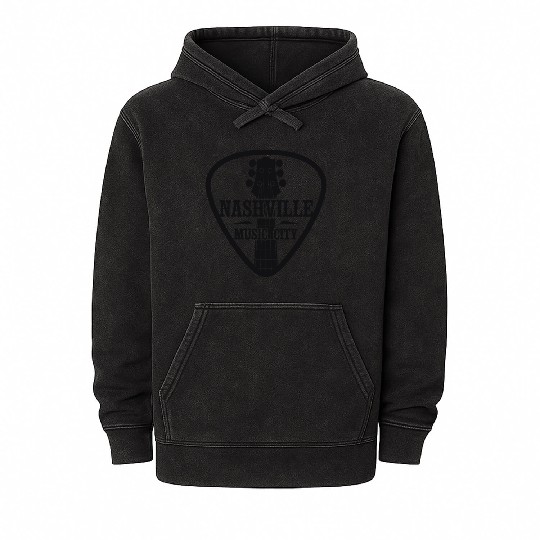 Nashville Music City Guitar Pick Mineral Wash Hoodies
