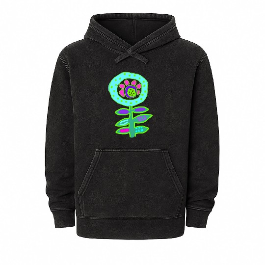 Funky Abstract Flower Wearable Art Mineral Wash Hoodies