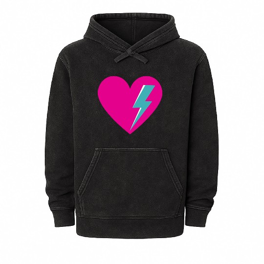 Heart with Lightning Bolt Mineral Wash Hoodies