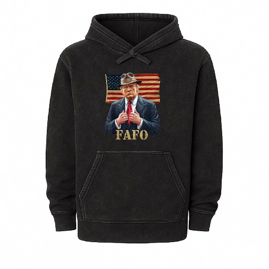 Trump FAFO F Around Find Out US Flag Vintage Mineral Wash Hoodies