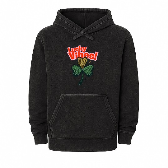 St Patricks Day - Lucky Vibes cute Men Women Kids Mineral Wash Hoodies