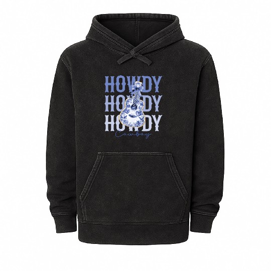 Howdy Cowboy Guitar Mineral Wash Hoodies