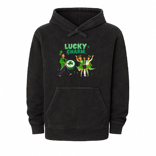 Lucky Charm Unisex Lightweight Crewneck Mineral Wash Hoodies