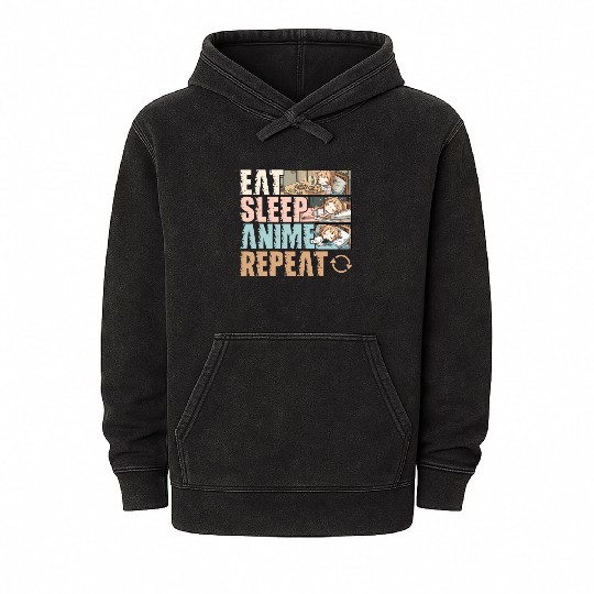 Eat Sleep Anime Repeat Funny Otaku Mineral Wash Hoodies