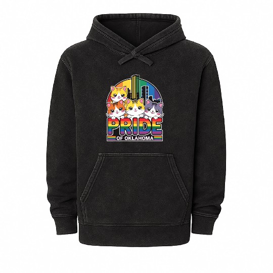 Pride of Oklahoma City USA Rainbow Flag Mineral Wash Hoodies