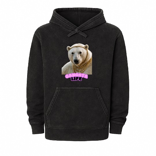 Gangsta Life Polar Bear 5 Mineral Wash Hoodies