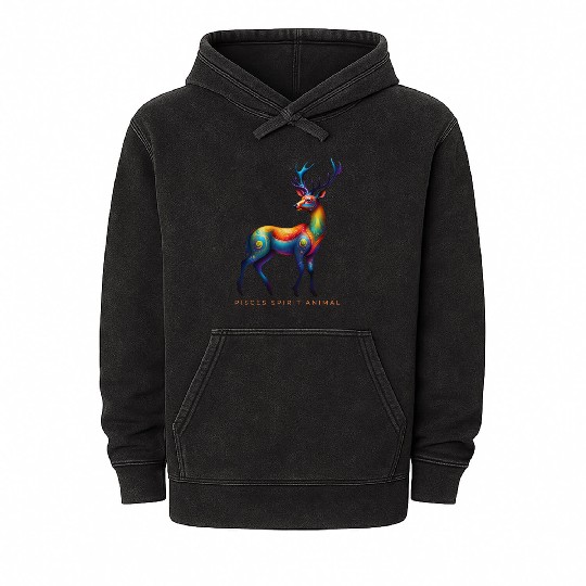 Pisces Spirit Animal Deer Alebrije Mineral Wash Hoodies