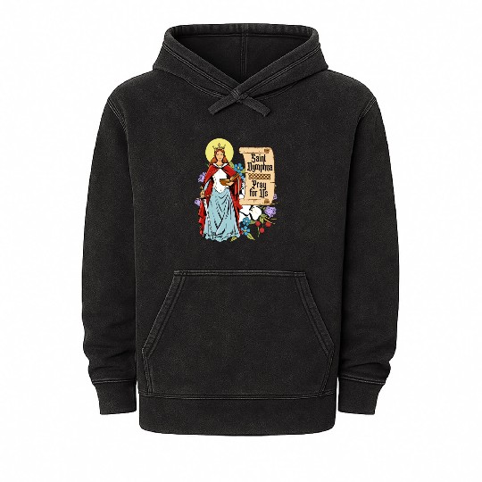 St. Dymphna Purity Lily Patron Saint Mental Health Mineral Wash Hoodies