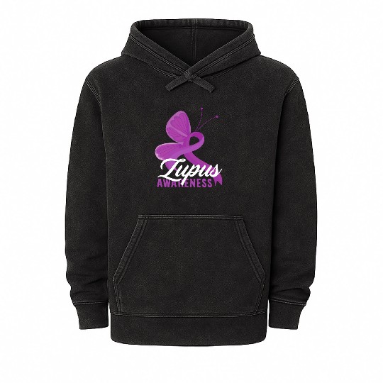 Lupus Awareness Butterfly Embrace Mineral Wash Hoodies