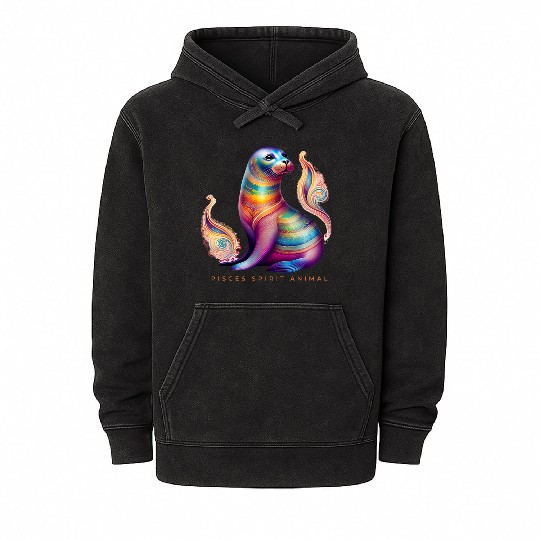 Pisces Spirit Animal Seal Alebrije Female Mineral Wash Hoodies