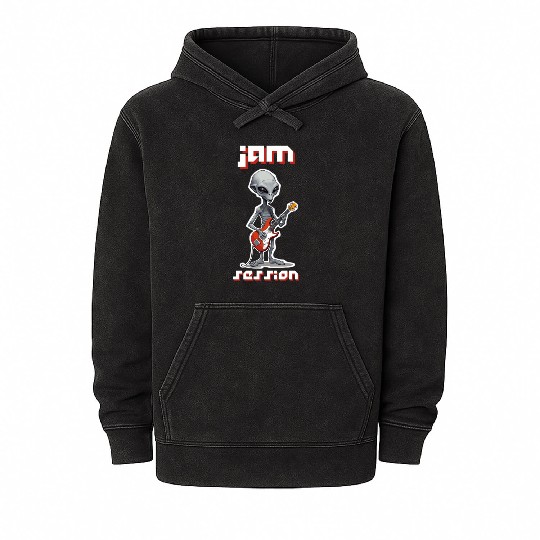 ET Playing a Guitar Mineral Wash Hoodies