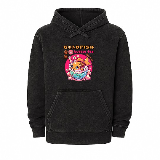 Goldfish Japanese Bubble Tea Mineral Wash Hoodies