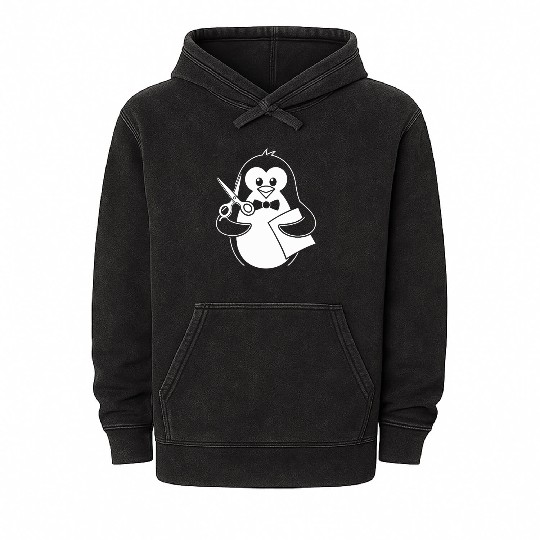 Crafting Hobby Penguin With Scissors Delight Mineral Wash Hoodies