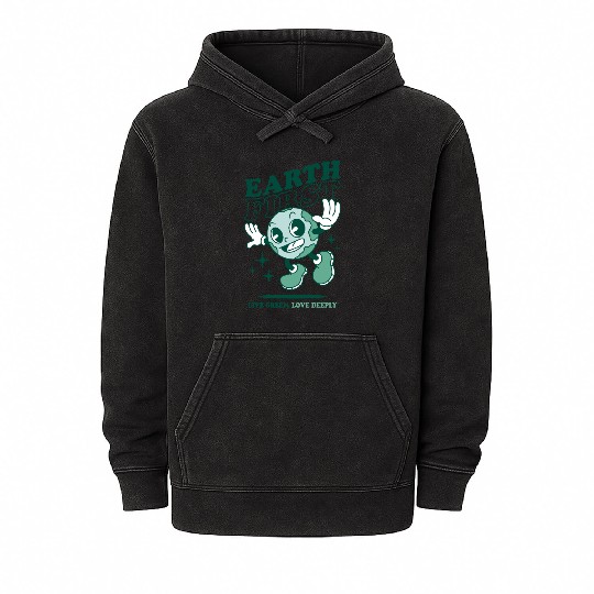 Earth First Retro Cartoon Mineral Wash Hoodies